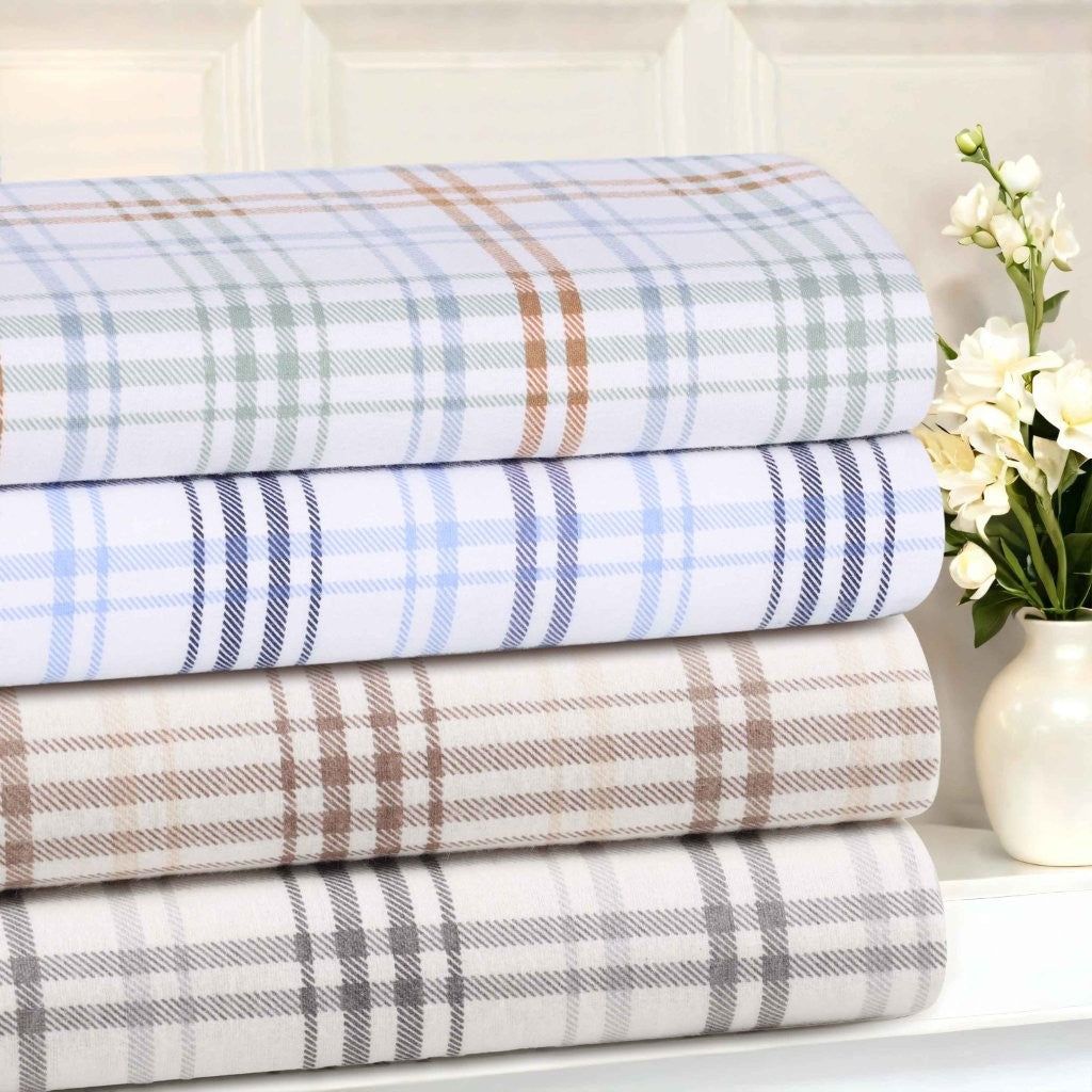 Plaid Flannel Cotton Classic Modern Farmhouse Deep Pocket Sheet Set