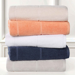 Mile Smart Twist Cotton Solid Thick Border Bath Towels, Set of 2