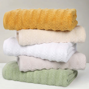 Zuma Zero Twist Cotton Waffle Textured Stripes Bath Towels, Set of 2