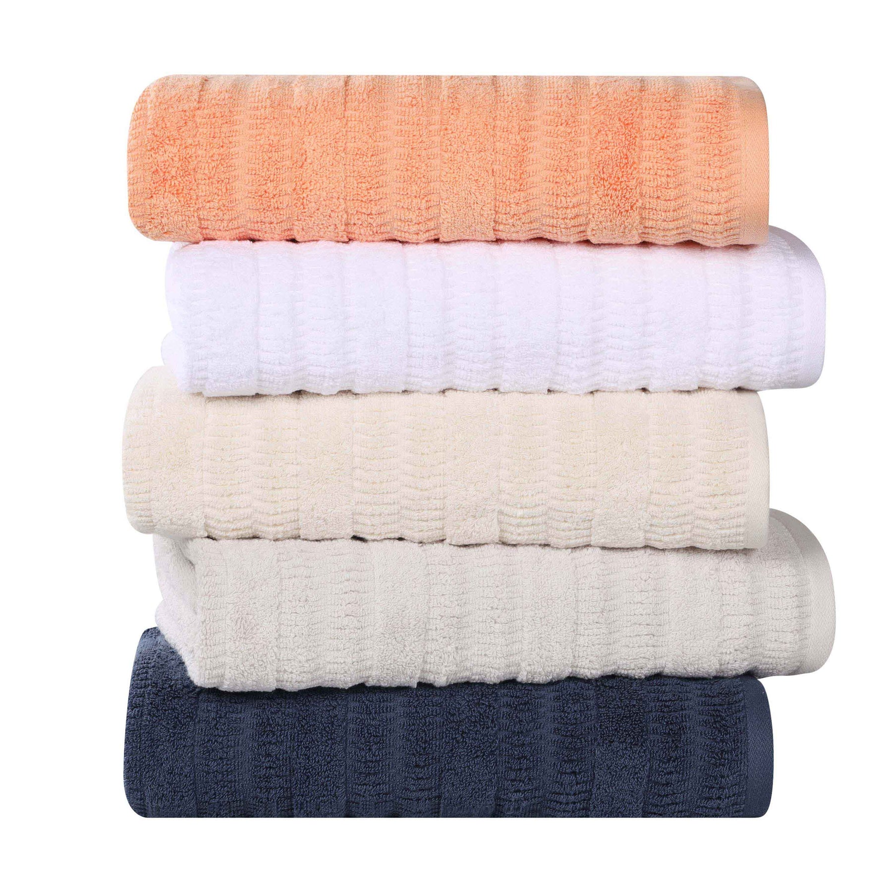 Mika Smart Twist Cotton Solid Textured Ribbed Face Towels, Set of 12