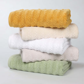 Zuma Zero Twist Cotton Medium Weight Waffle Stripes 6 Piece Towel Set