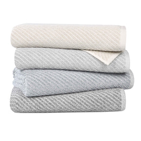 Amelia Cotton Blend Textured Diagonal Ribbed Bath Towels, Set of 2