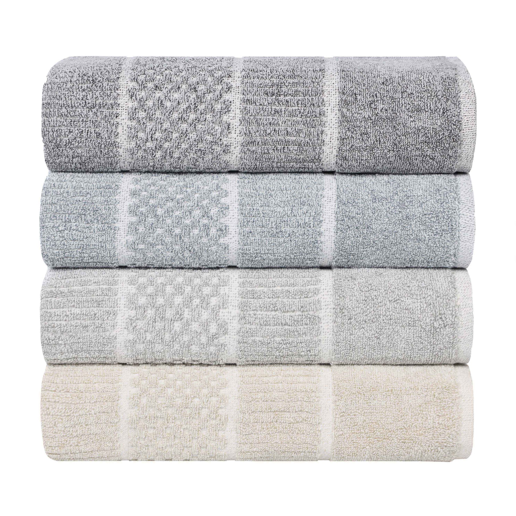 Naples Cotton Blend Textured Checkered and Ribbed 6 Piece Towel Set