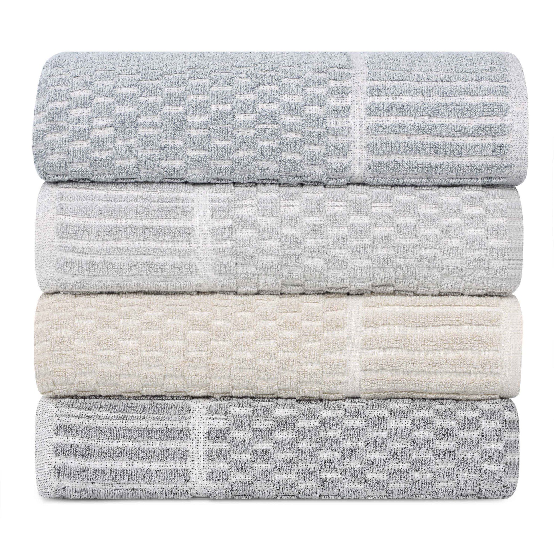 Juno Cotton Blend Textured Checkered Ribbed Border 9 Piece Towel Set