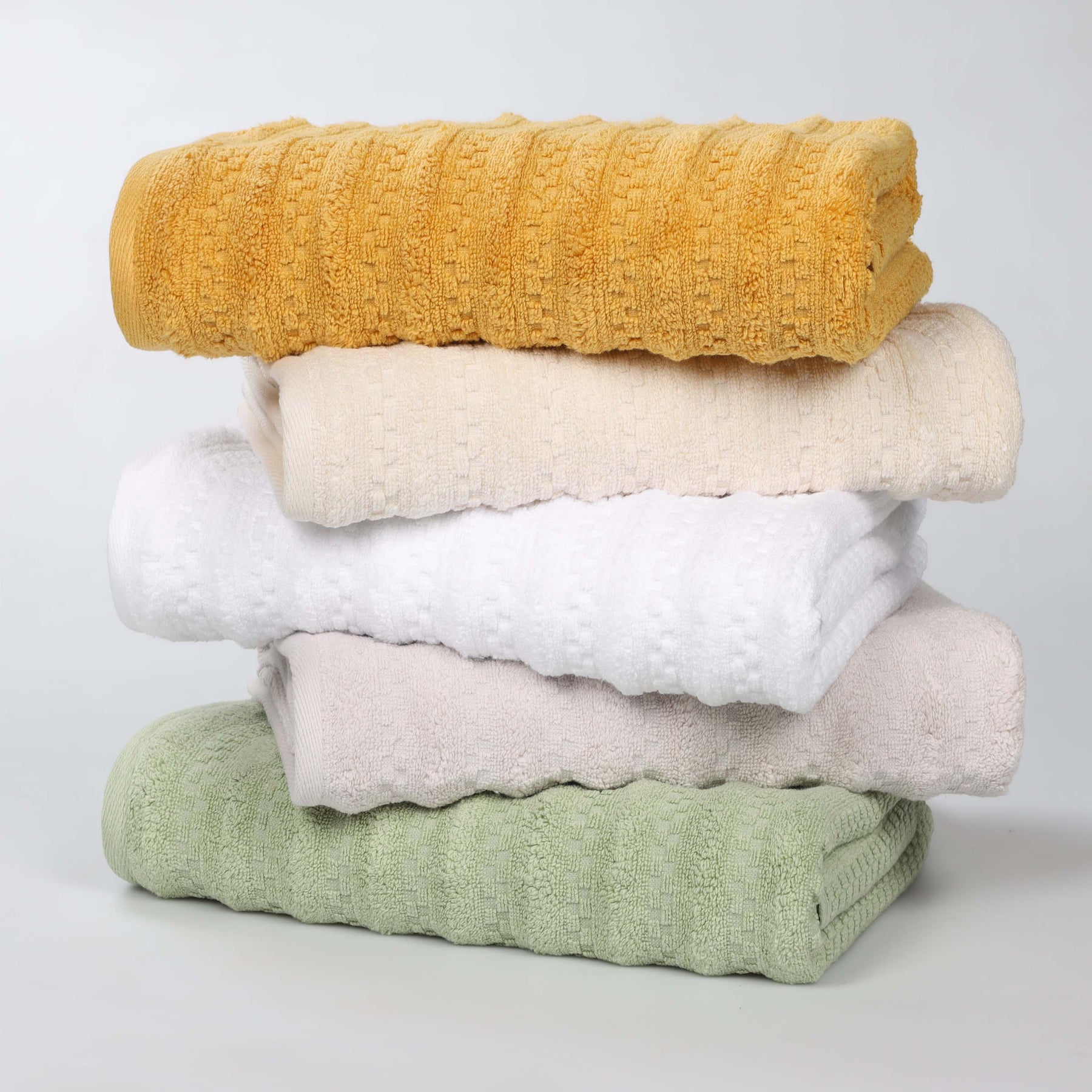 Zuma Zero Twist Cotton Medium Weight Waffle Stripes 9 Piece Towel Set