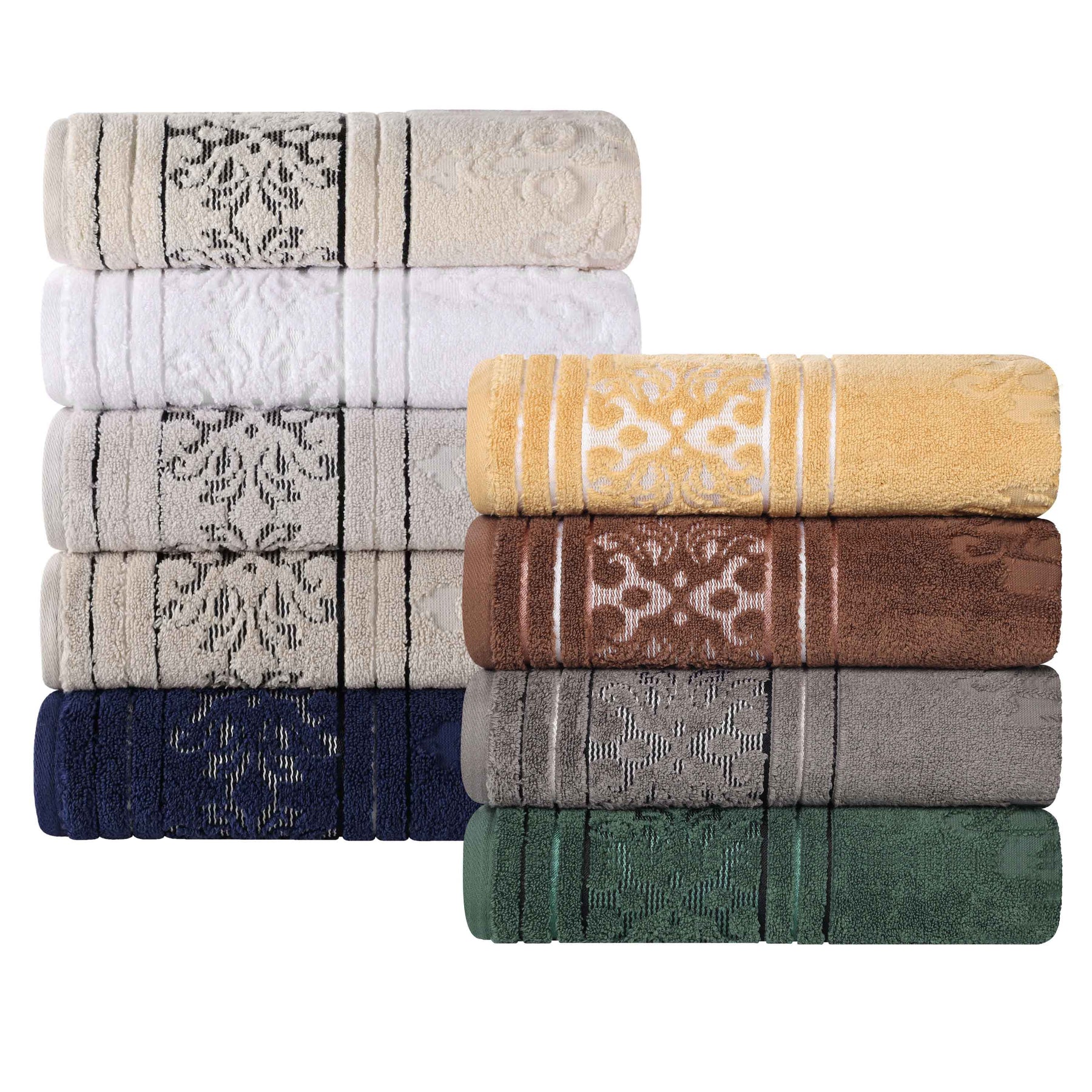 Sadie Zero Twist Cotton Solid and Jacquard Floral 12 Piece Towel Set