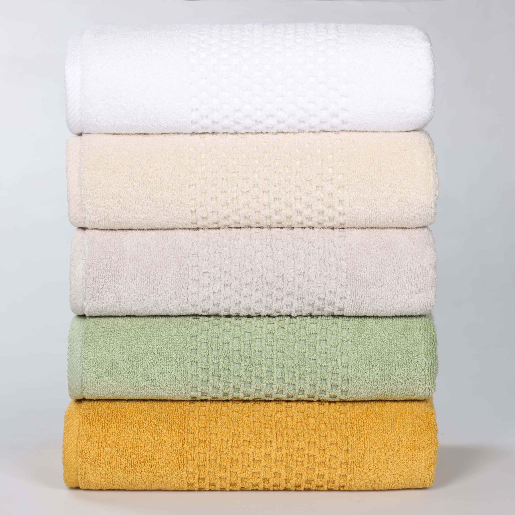 Playa Zero Twist Cotton Solid Waffle Textured 8 Piece Towel Set