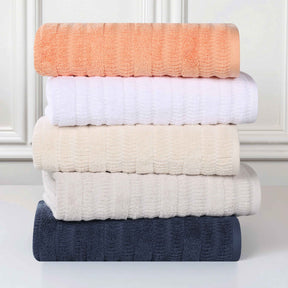 Mika Smart Twist Cotton Solid Textured Ribbed 6 Piece Towel Set