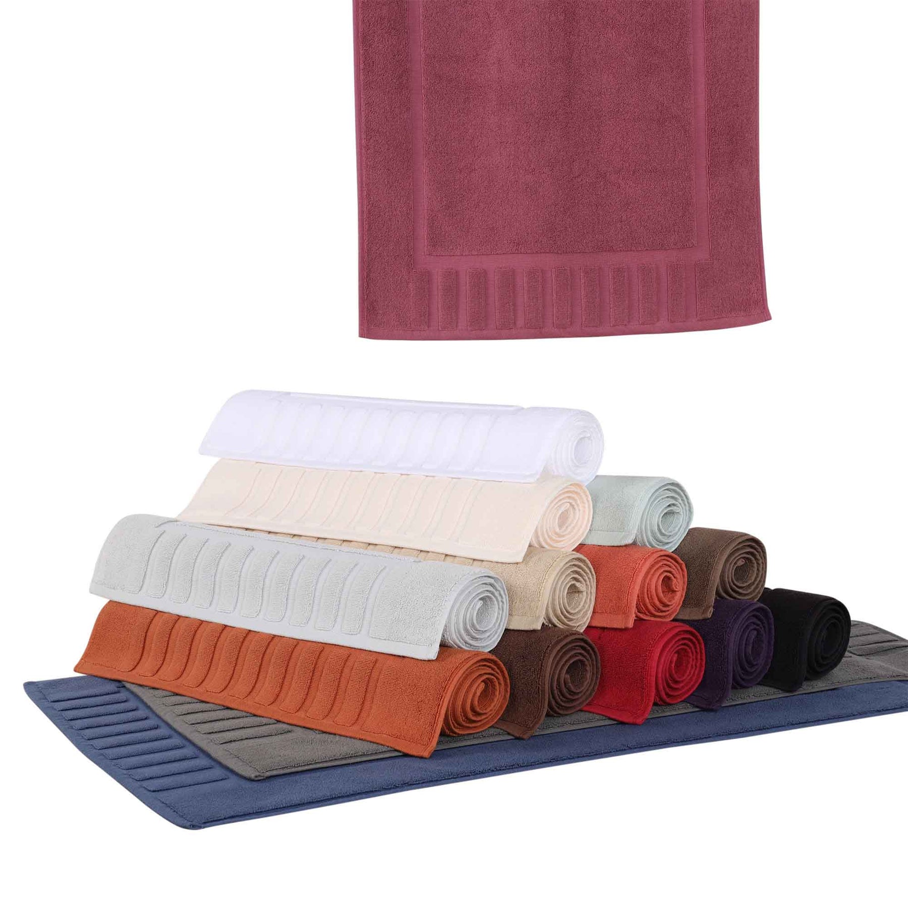 Leo Cotton Solid Modern Absorbent Heavy Washable Bath Mat Set of 2