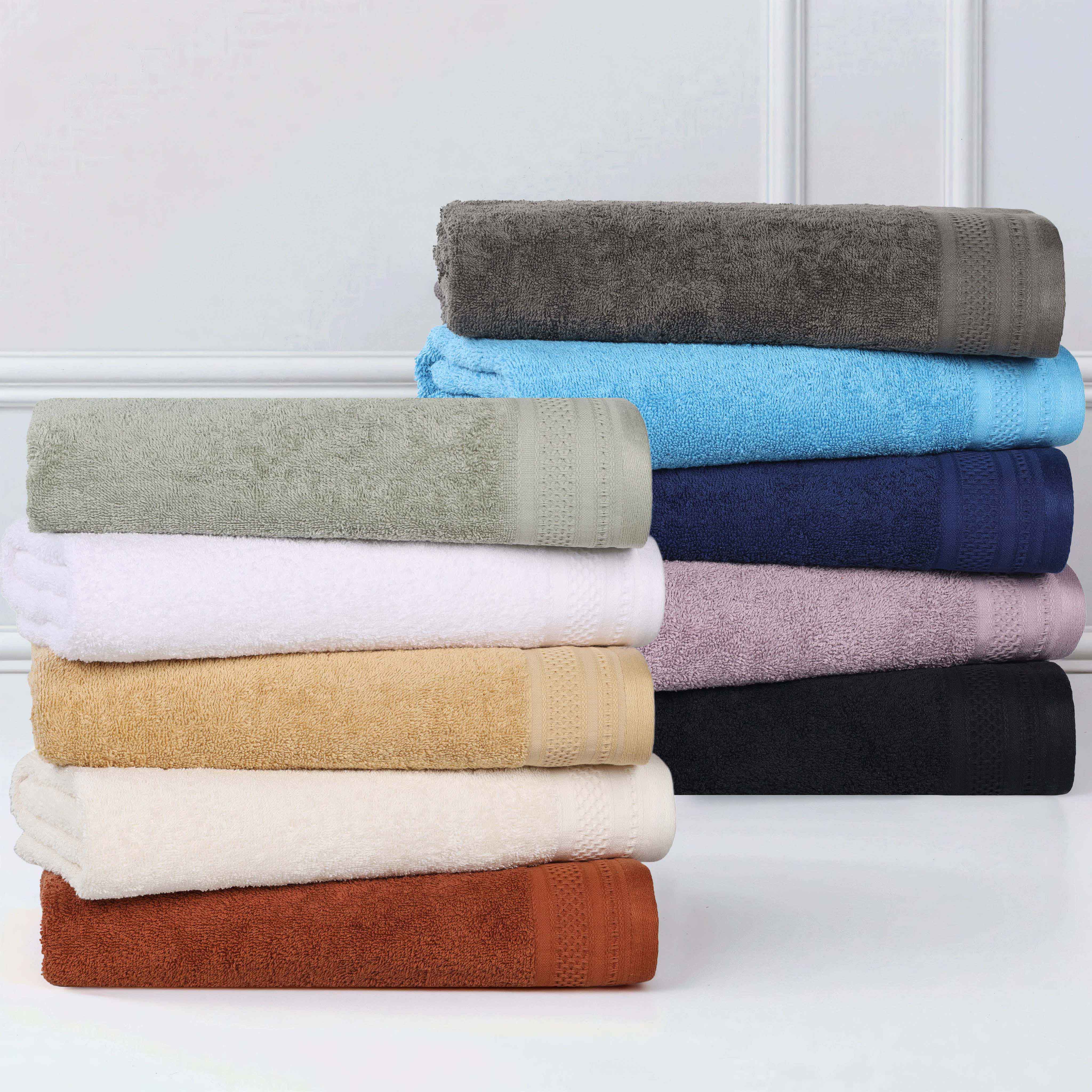 Honeycomb Textured Waffle Border Cotton Hand Towels, Set of 6 - Hand Towel by Superior