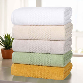 Playa Zero Twist Cotton Solid Waffle Textured 8 Piece Towel Set