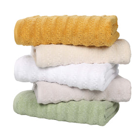 Zuma Zero Twist Cotton Waffle Textured Stripes Bath Towels, Set of 2