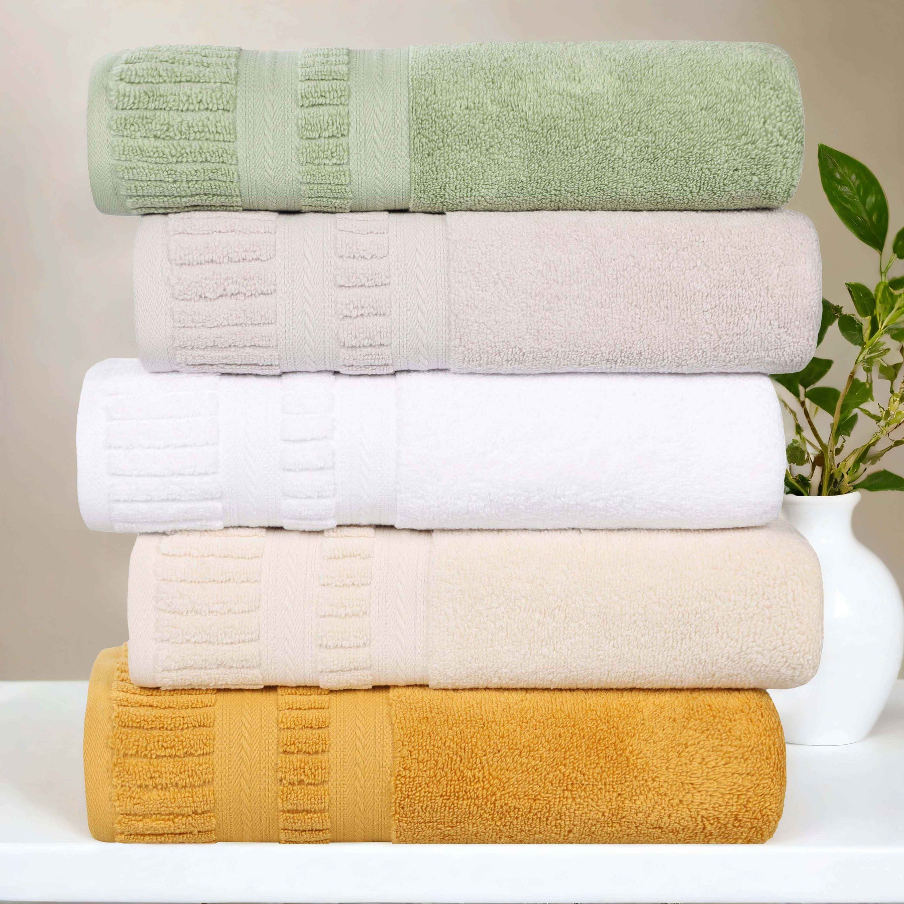 Venice Zero Twist Cotton Medium Weight Soft Bath Towels, Set of 2