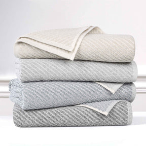 Amelia Cotton Blend Textured Diagonal Ribbed 3 Piece Towel Set