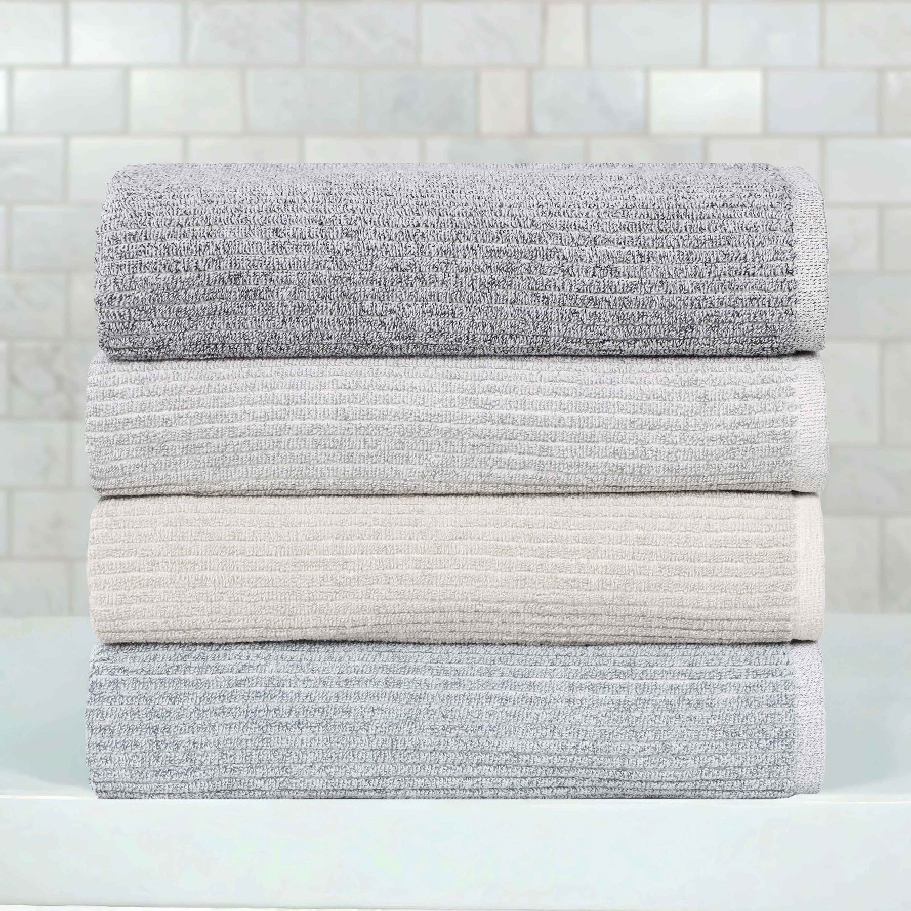 Destin Cotton Blend Medium Weight Textured Ribbed 6 Piece Towel Set