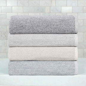 Destin Cotton Blend Medium Weight Textured Ribbed 3 Piece Towel Set