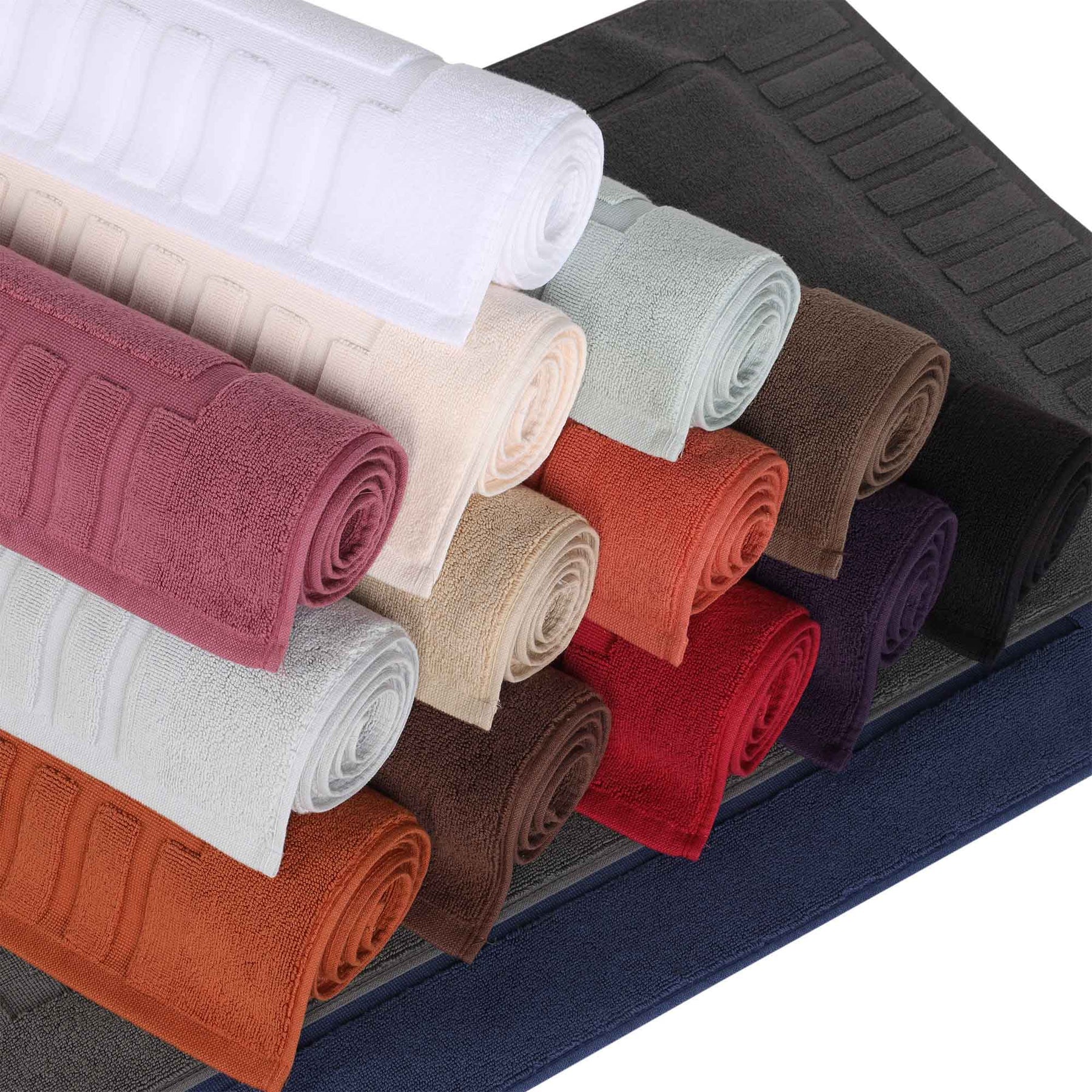 Leo Cotton Solid Modern Absorbent Heavy Washable Bath Mat Set of 2