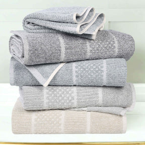 Naples Cotton Blend Textured Checkered & Ribbed Hand Towels, Set of 6