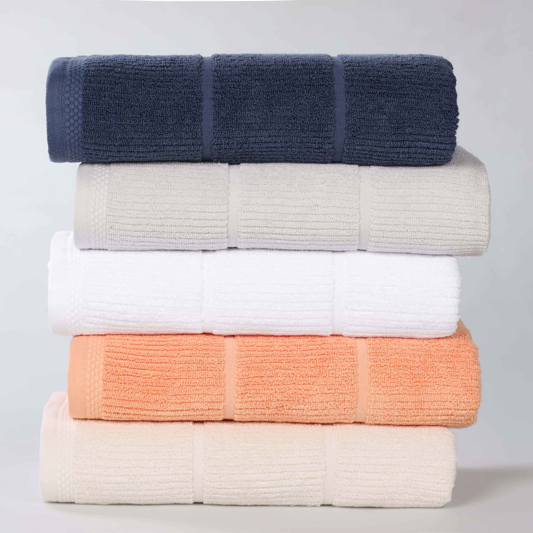 Milo Smart Twist Cotton Medium Weight Solid Ribbed 6 Piece Towel Set