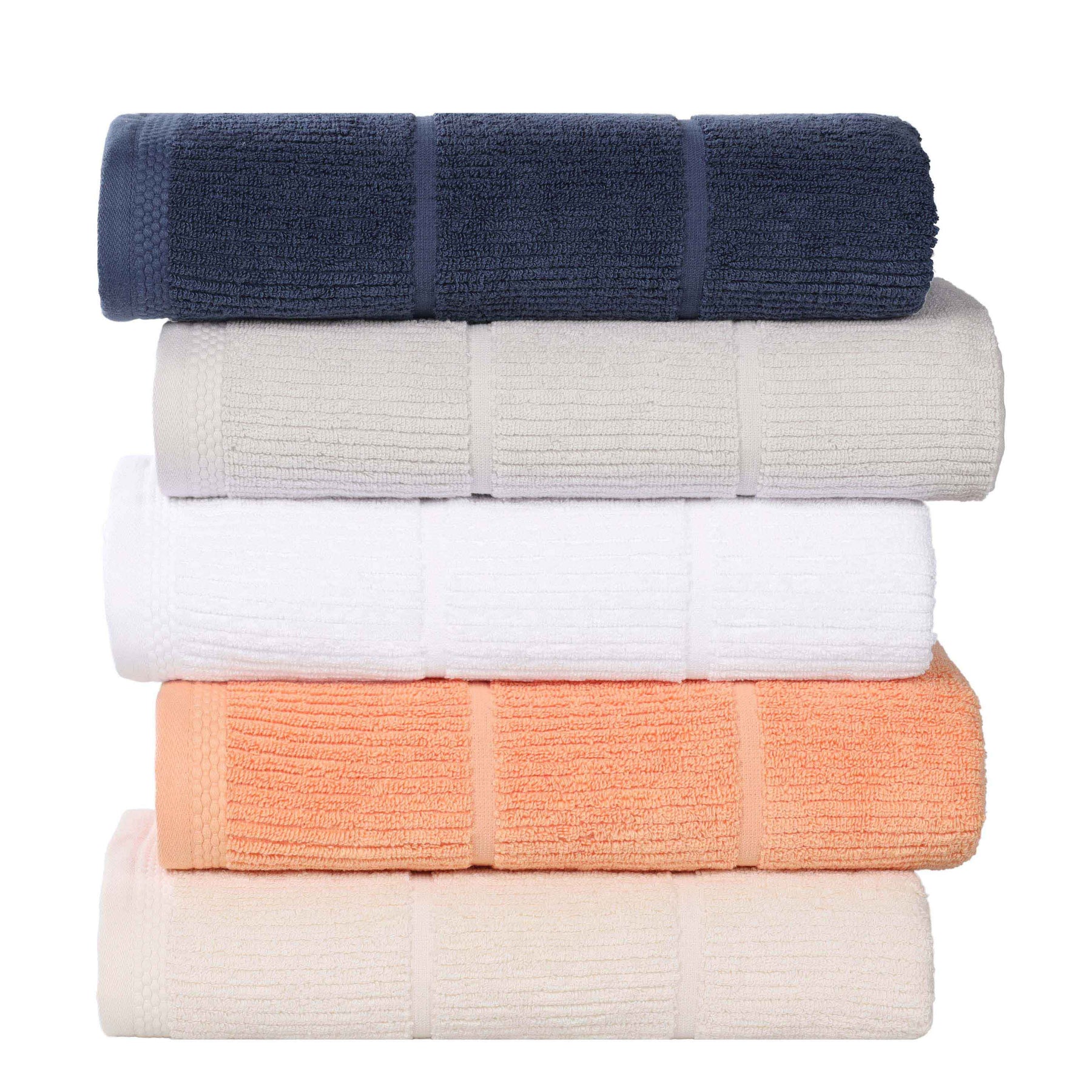 Milo Smart Twist Cotton Solid Ribbed 3 Piece Towel Set