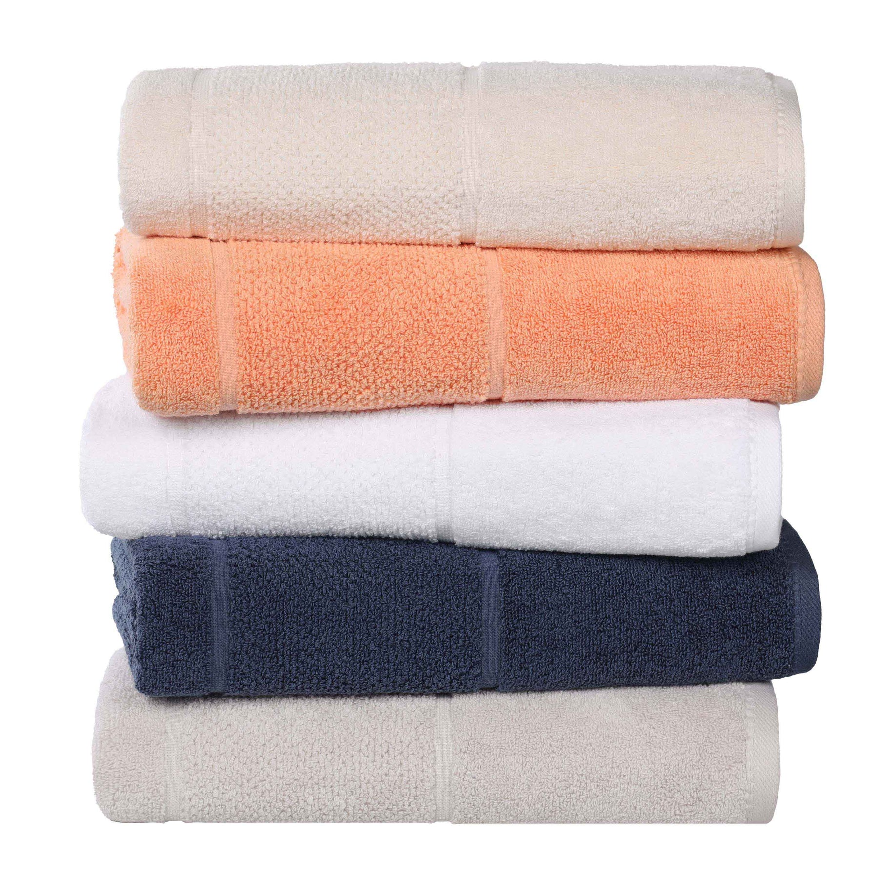 Mile Smart Twist Cotton Solid Thick Border Bath Towels, Set of 2