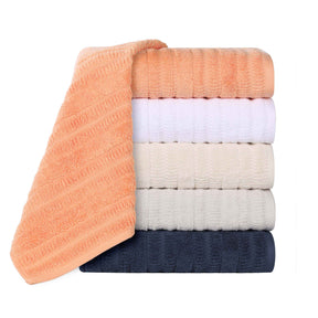 Mika Smart Twist Cotton Solid Textured Ribbed 12 Piece Towel Set