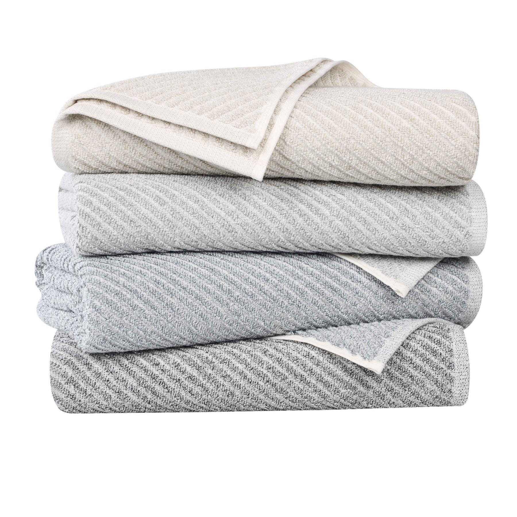 Amelia Cotton Blend Textured Diagonal Ribbed 8 Piece Towel Set