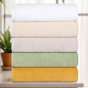 Playa Zero Twist Cotton Solid Waffle Textured Hand Towels, Set of 6