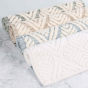 Ceton Diamond Trellis Textured Machine Washable Bath Rugs, Set of 2