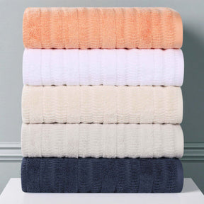 Mika Smart Twist Cotton Solid Textured Ribbed 8 Piece Towel Set