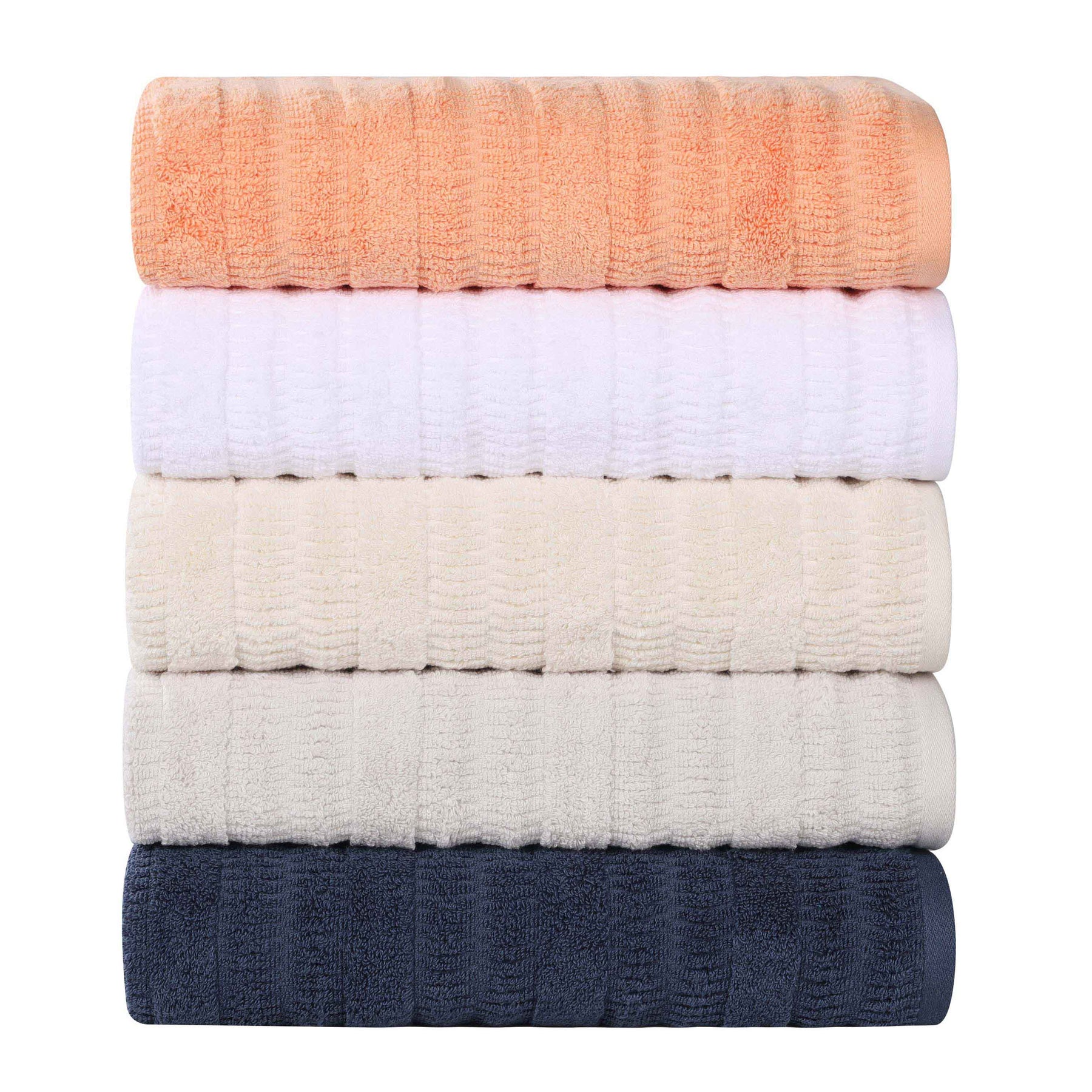 Mika Smart Twist Cotton Solid Textured Ribbed Bath Sheets, Set of 2