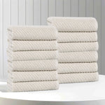 Amelia Cotton Blend Diagonal Ribbed Face Towels Washcloths, Set of 12 - Face Towel by Superior