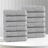 Amelia Cotton Blend Diagonal Ribbed Face Towels Washcloths, Set of 12 - Face Towel by Superior