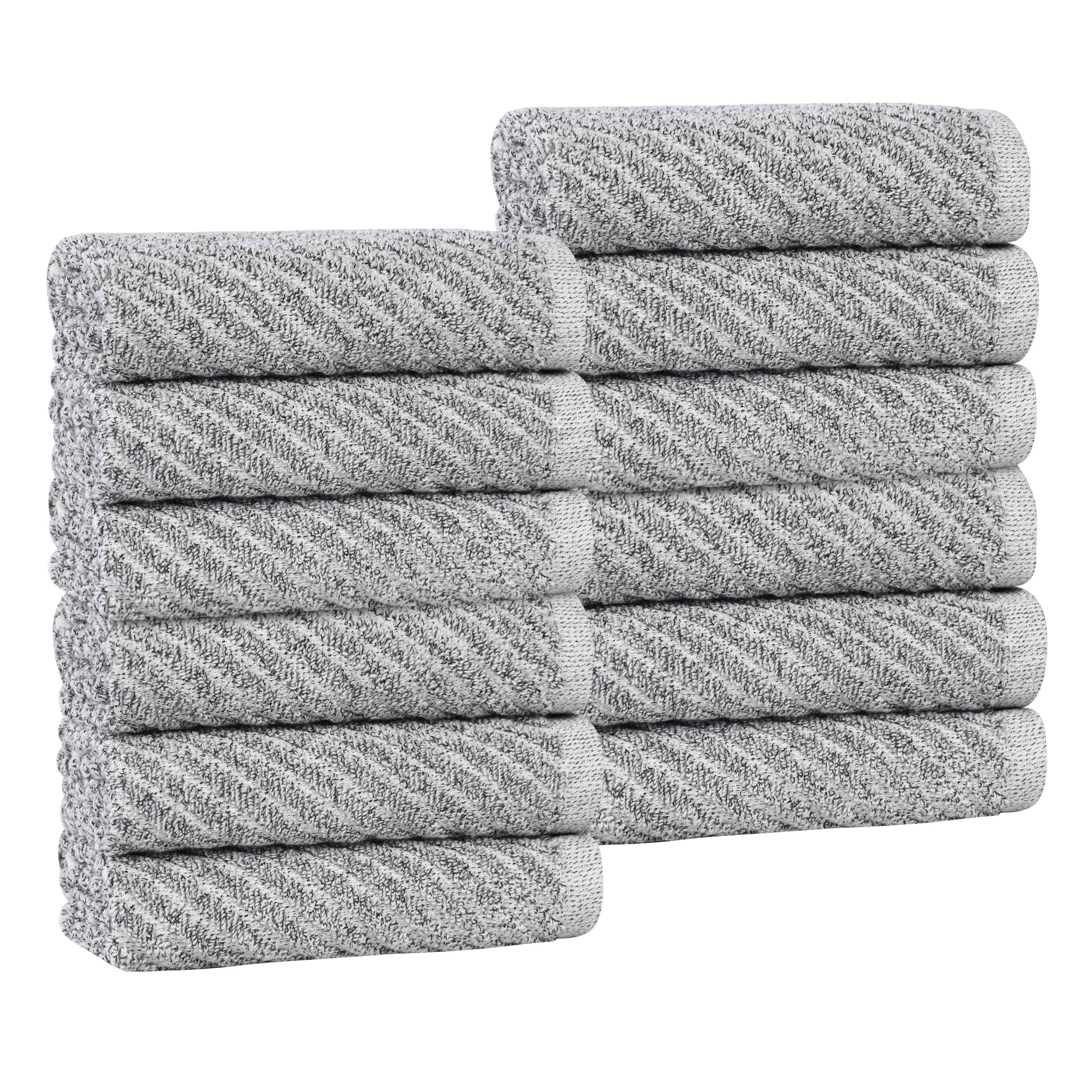 Amelia Cotton Blend Diagonal Ribbed Face Towels Washcloths, Set of 12 - Face Towel by Superior