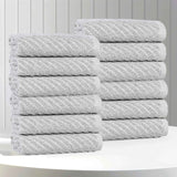 Amelia Cotton Blend Diagonal Ribbed Face Towels Washcloths, Set of 12 - Face Towel by Superior