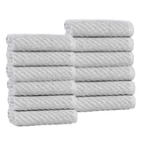 Amelia Cotton Blend Diagonal Ribbed Face Towels Washcloths, Set of 12 - Face Towel by Superior