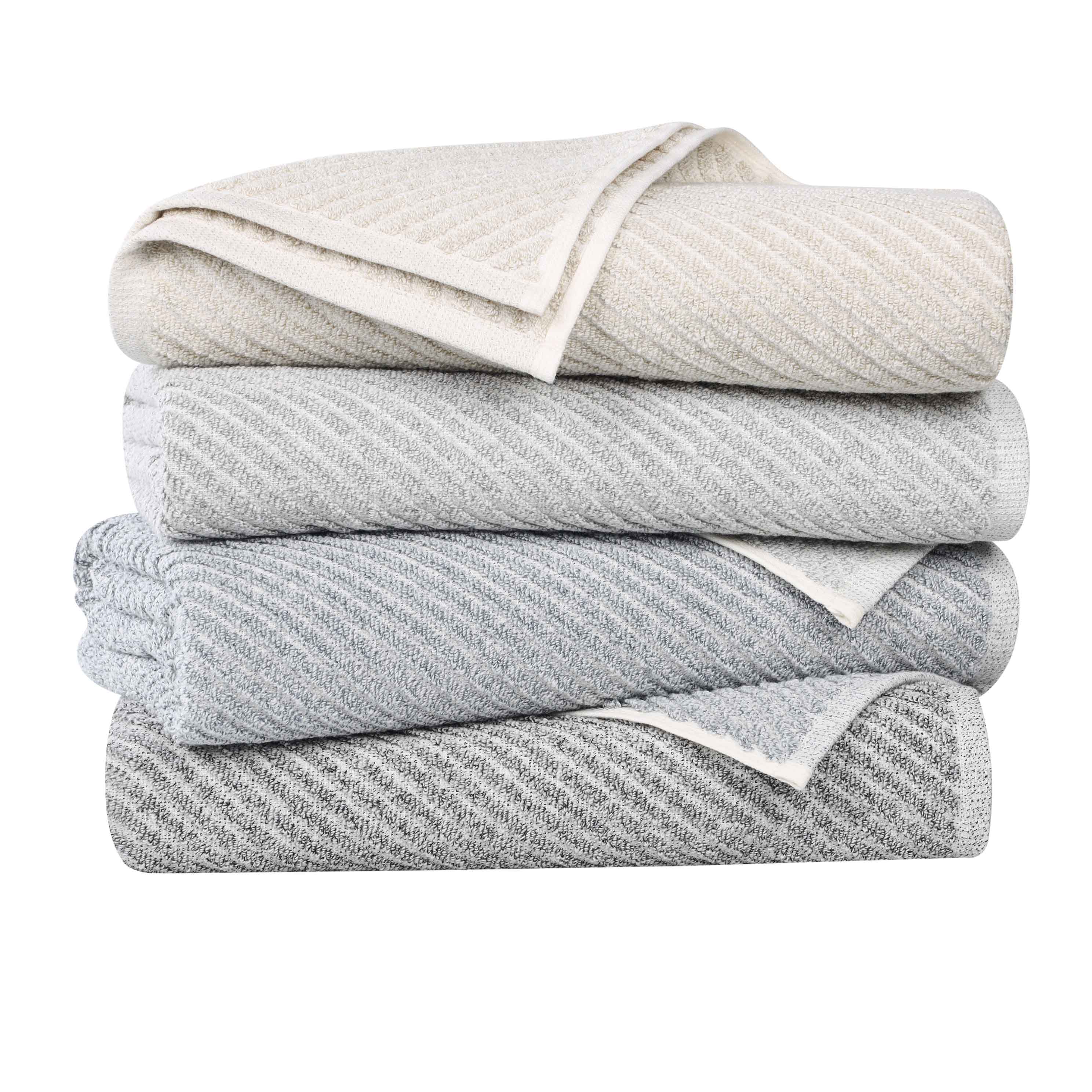 Amelia Cotton Blend Diagonal Ribbed Face Towels Washcloths, Set of 12 - Face Towel by Superior