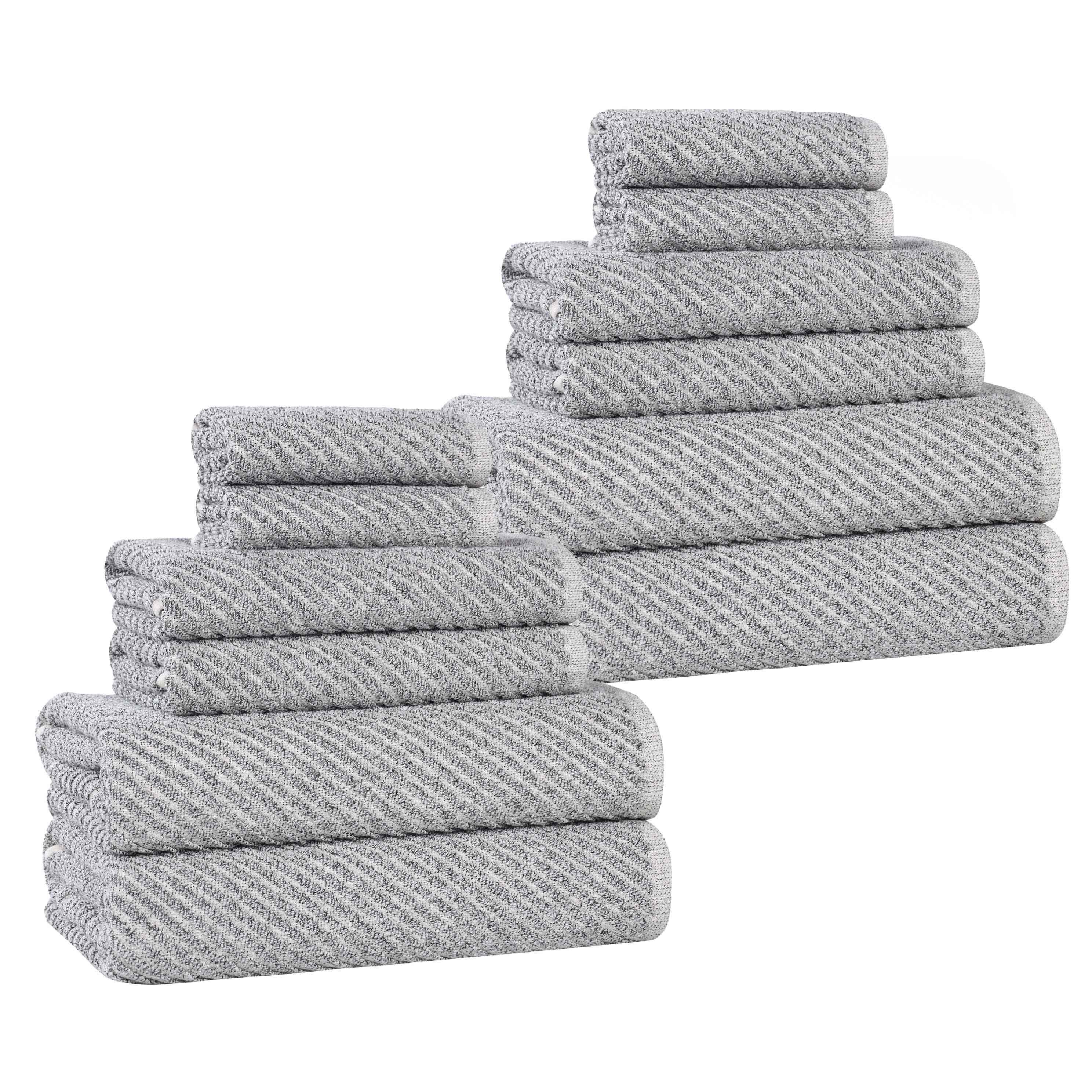 Amelia Cotton Blend Textured Diagonal Ribbed 12 Piece Towel Set - Towel Set by Superior