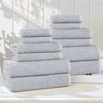 Amelia Cotton Blend Textured Diagonal Ribbed 12 Piece Towel Set - Towel Set by Superior