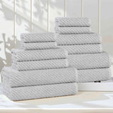 Amelia Cotton Blend Textured Diagonal Ribbed 12 Piece Towel Set - Towel Set by Superior