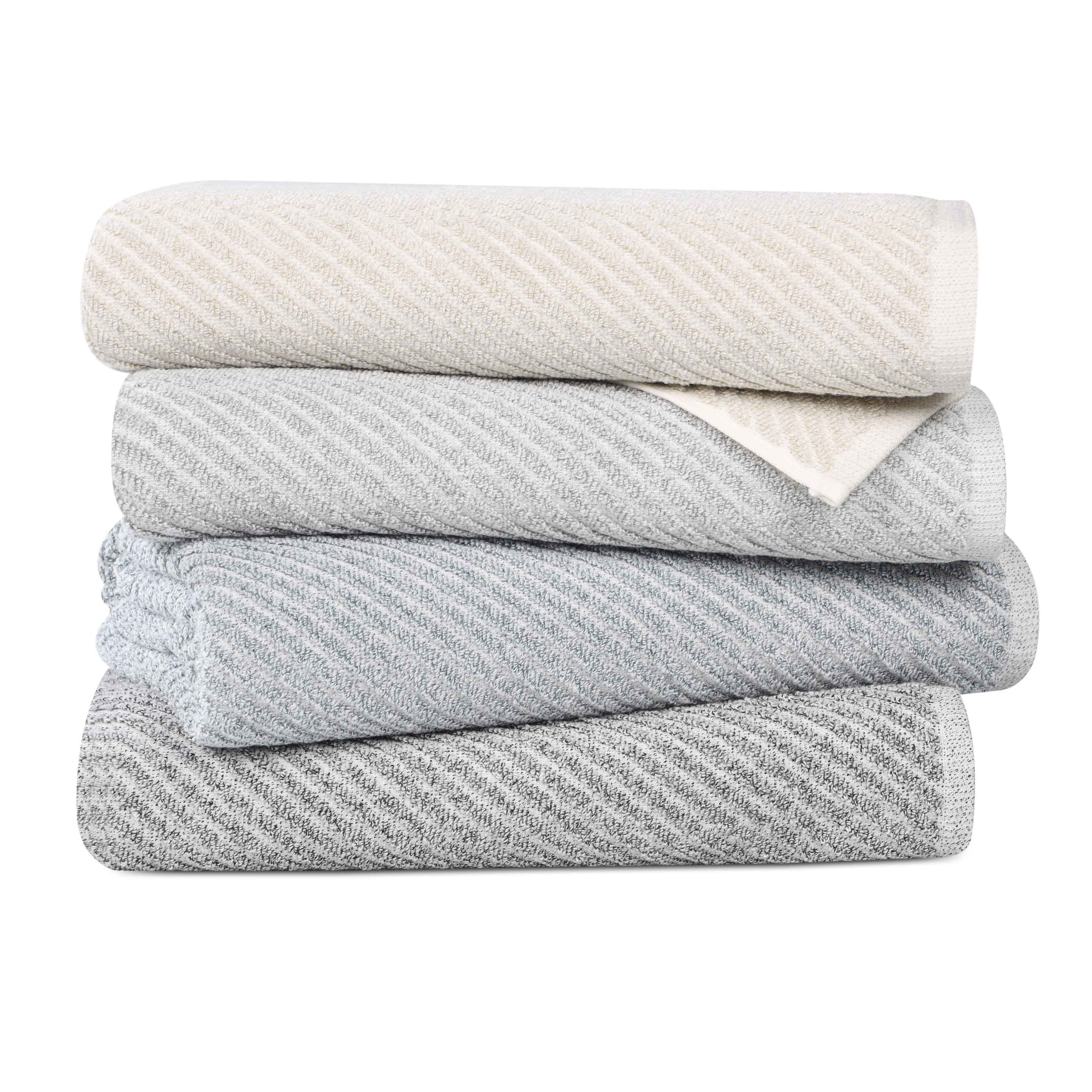 Amelia Cotton Blend Textured Diagonal Ribbed 12 Piece Towel Set - Towel Set by Superior