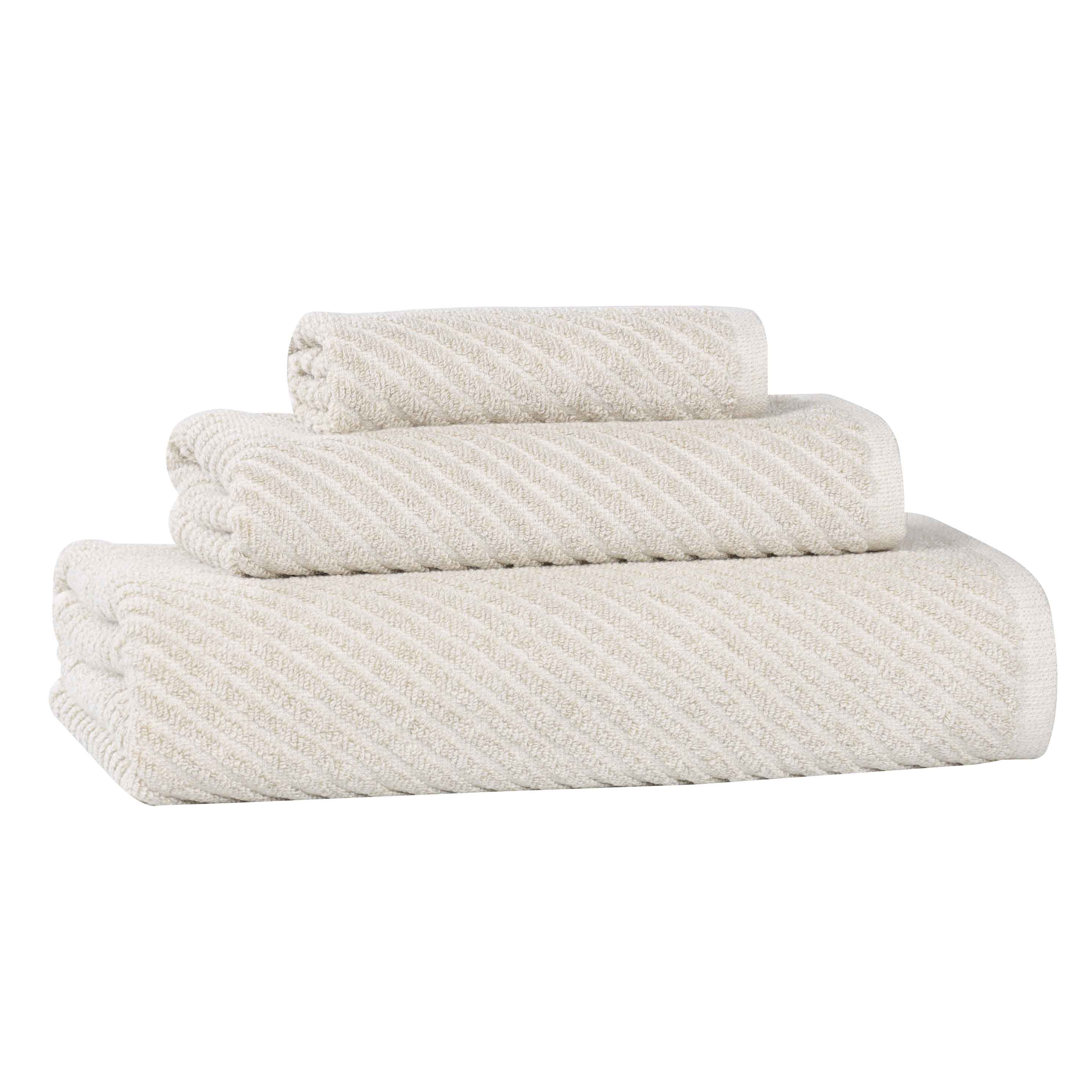 Amelia Cotton Blend Textured Diagonal Ribbed 3 Piece Towel Set - Towel Set by Superior