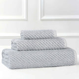 Amelia Cotton Blend Textured Diagonal Ribbed 3 Piece Towel Set - Towel Set by Superior