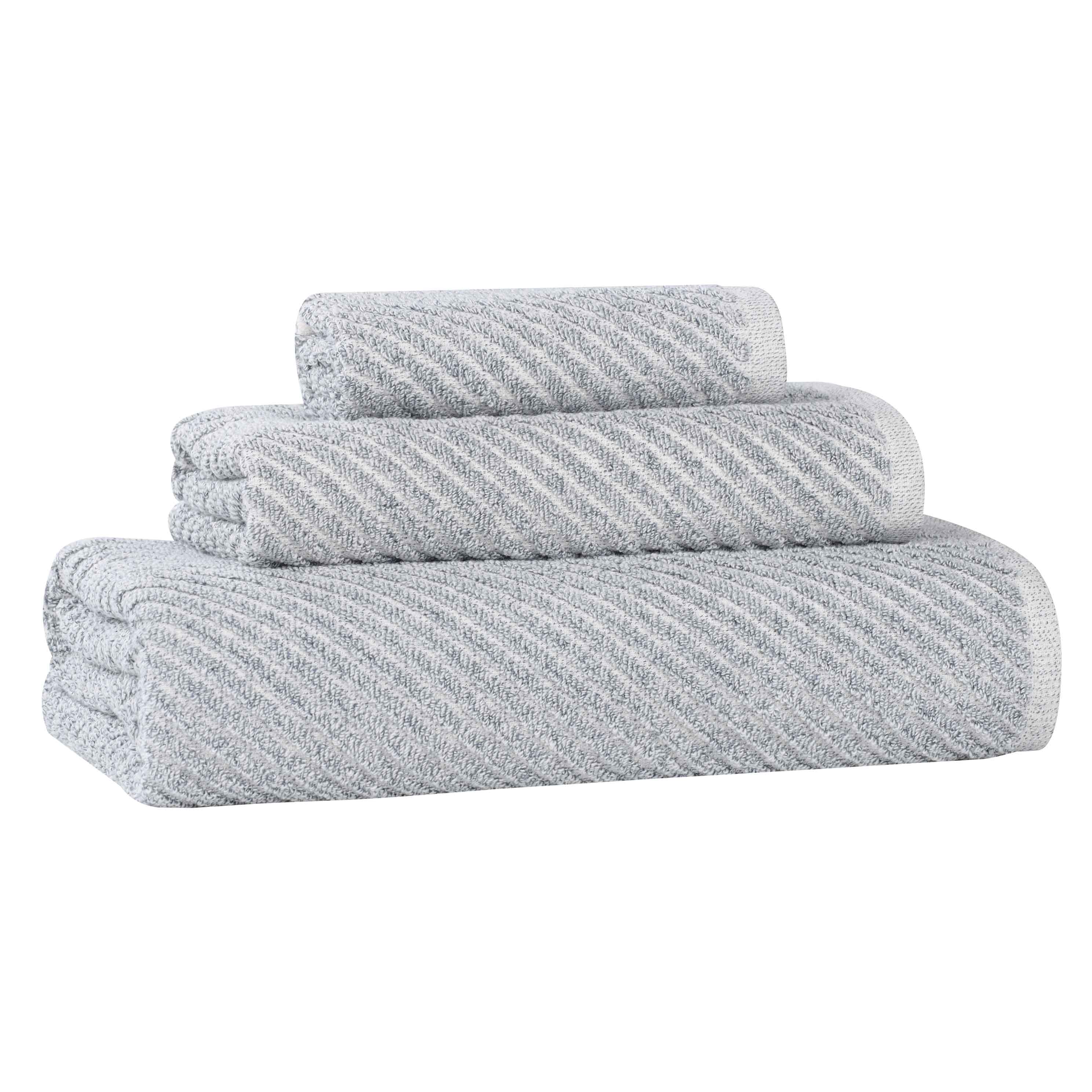 Amelia Cotton Blend Textured Diagonal Ribbed 3 Piece Towel Set - Towel Set by Superior