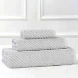 Amelia Cotton Blend Textured Diagonal Ribbed 3 Piece Towel Set - Towel Set by Superior