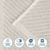 Amelia Cotton Blend Textured Diagonal Ribbed 3 Piece Towel Set - Towel Set by Superior