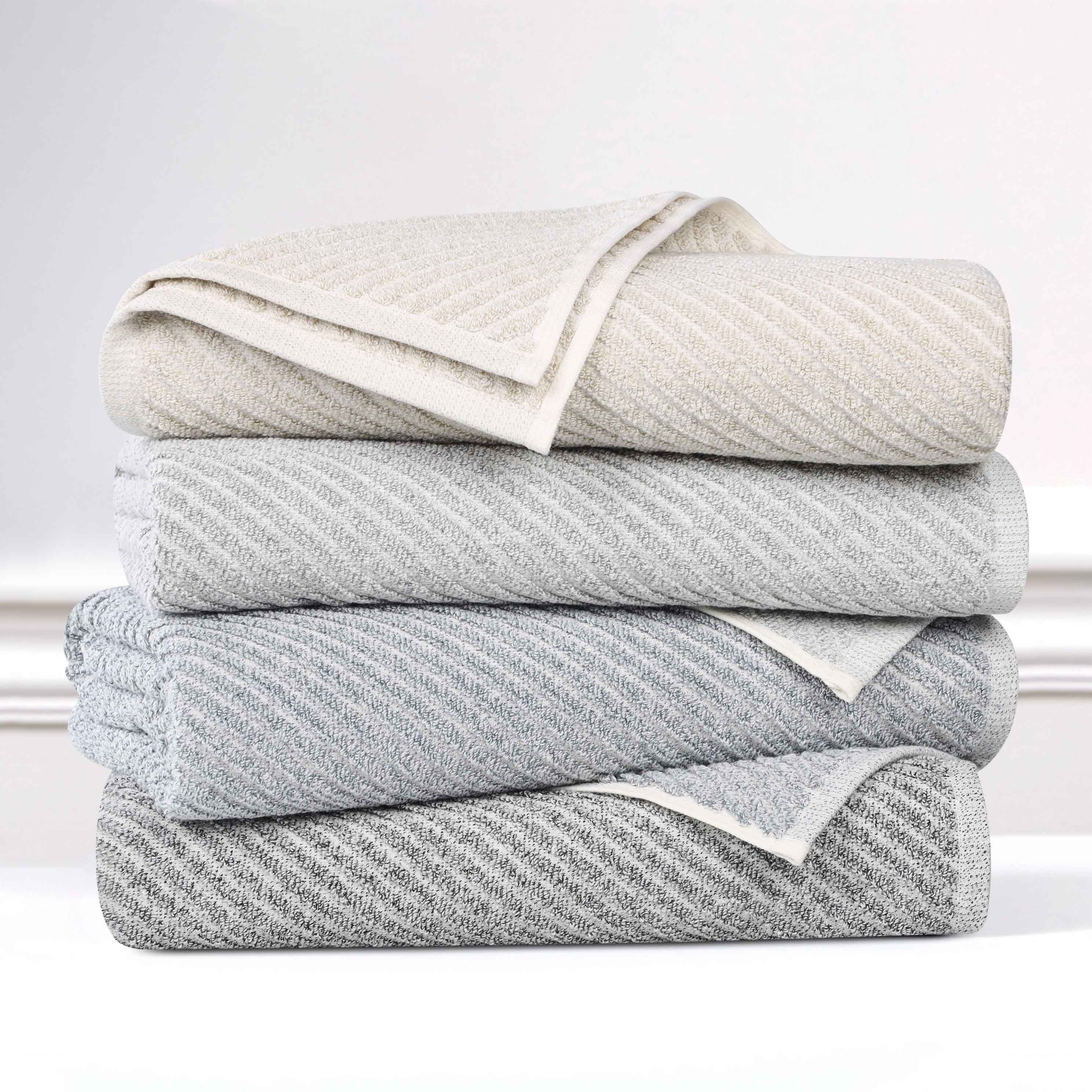 Amelia Cotton Blend Textured Diagonal Ribbed 3 Piece Towel Set - Towel Set by Superior