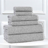 Amelia Cotton Blend Textured Diagonal Ribbed 6 Piece Towel Set - Towel Set by Superior