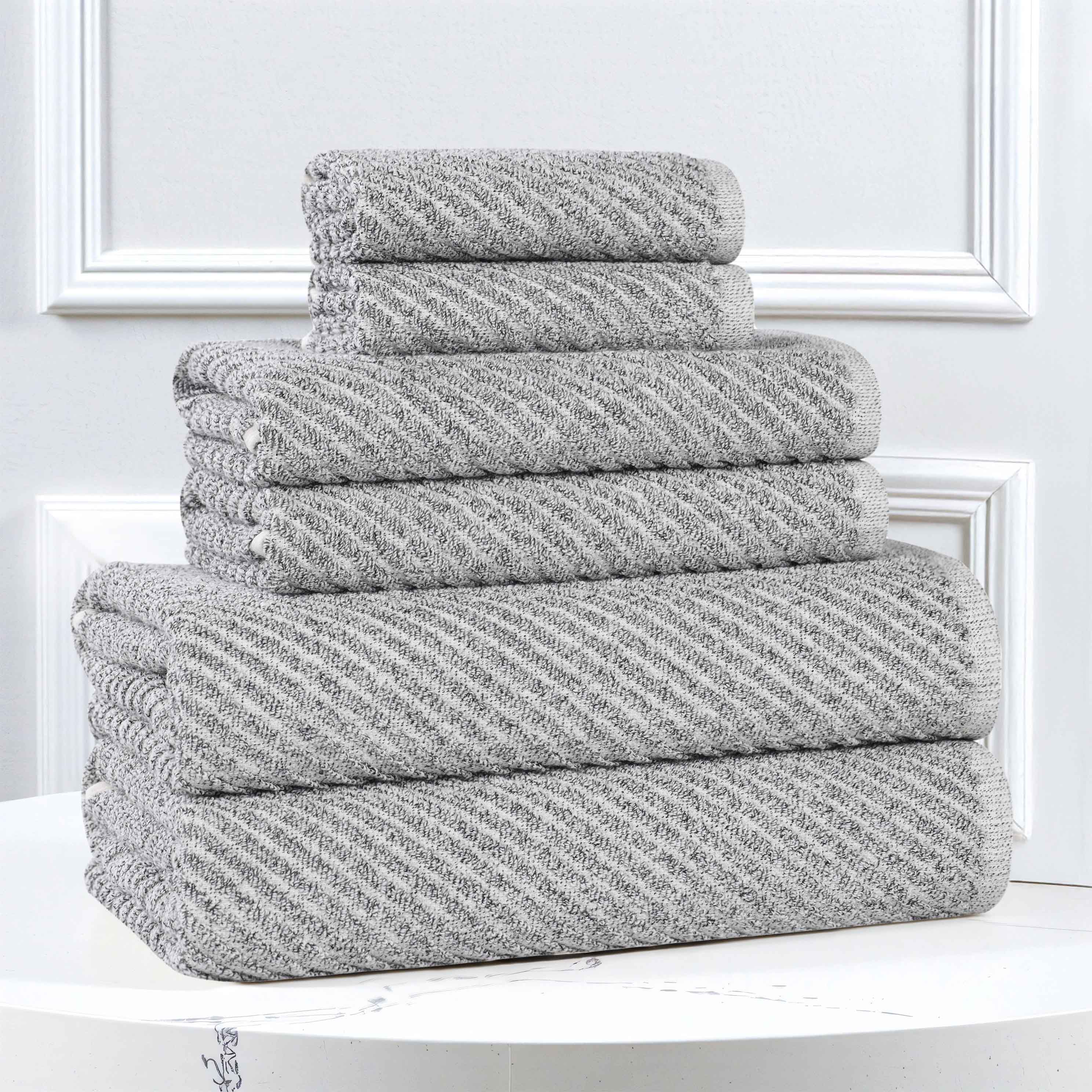 Amelia Cotton Blend Textured Diagonal Ribbed 6 Piece Towel Set - Towel Set by Superior