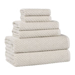 Amelia Cotton Blend Textured Diagonal Ribbed 6 Piece Towel Set - Towel Set by Superior